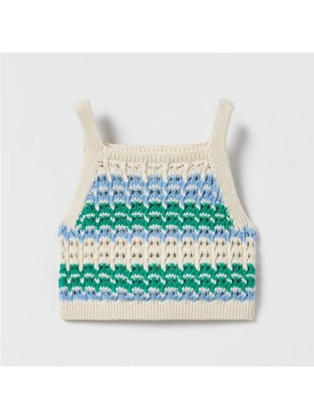 Zara Kids Crochet Tank Top - Cream, Blue, Green - Picture 1 of 3